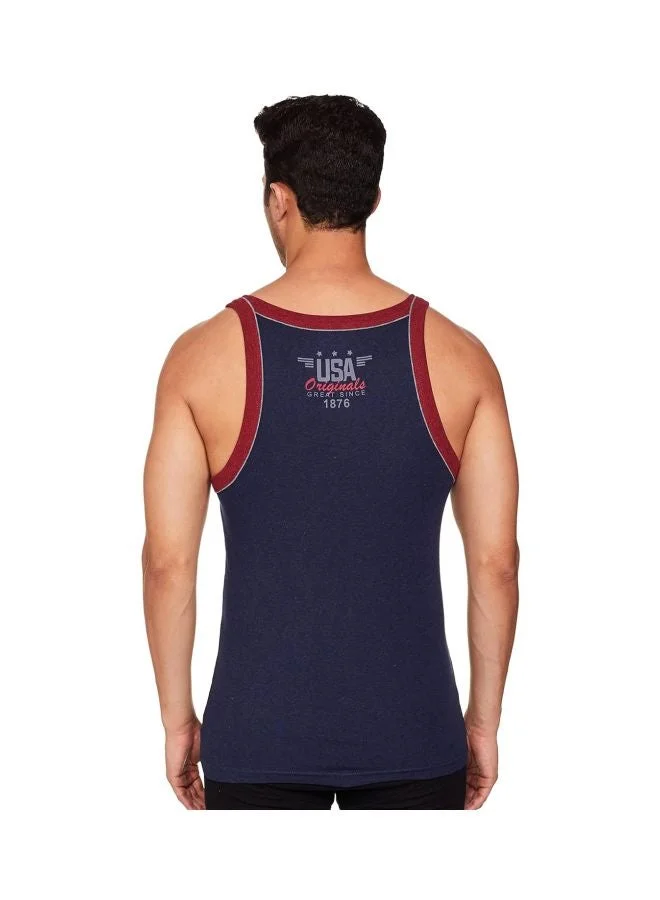 JOCKEY US54 Men Super Combed Cotton Rib Square Neckline Gym Vest with Back Panel Graphic Print Colours and Shoulder Strap